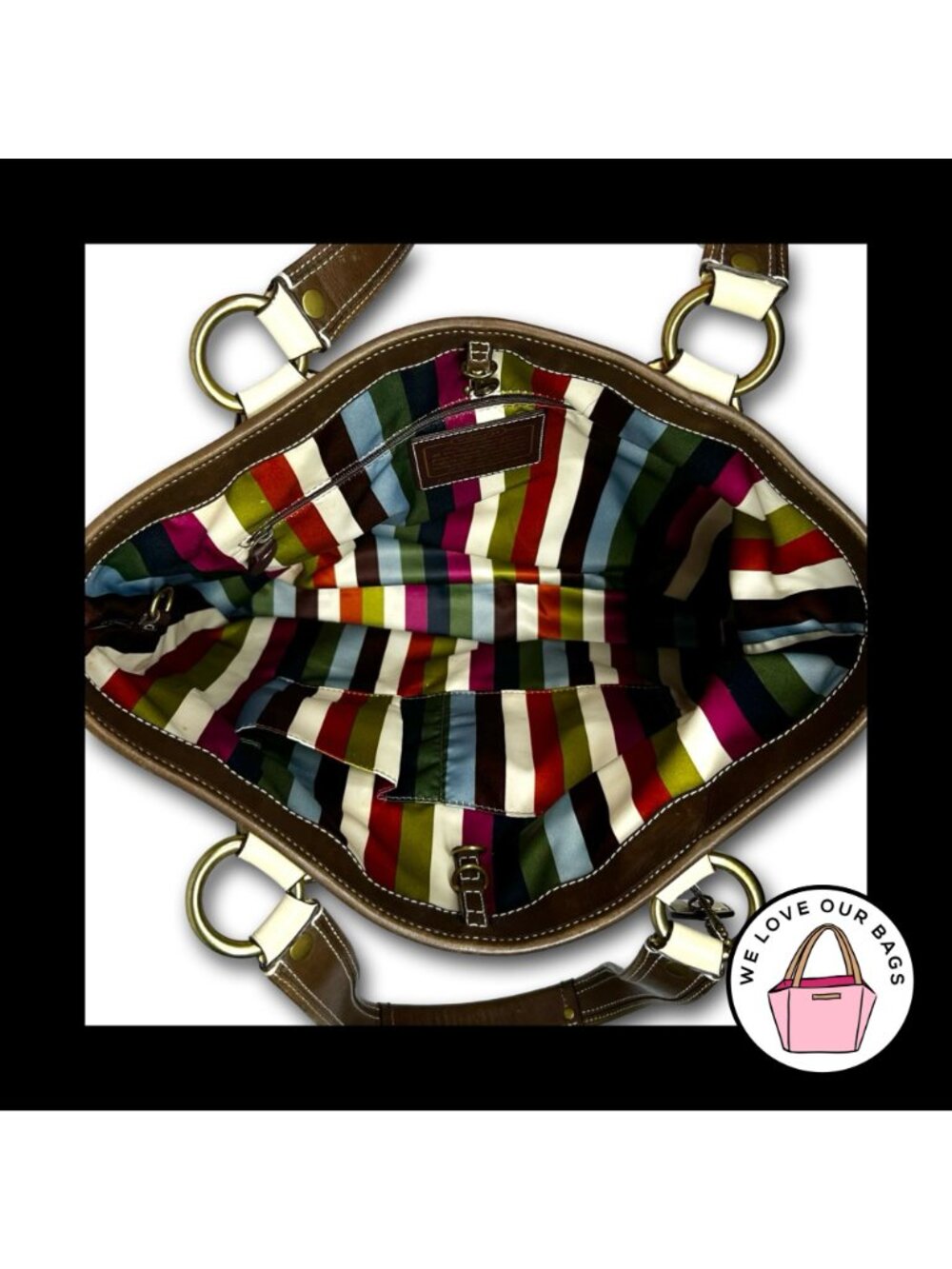 Rare $658 COACH 65th Anniversary GIGI SPECTATOR Tote Leather Legacy Stripe 11569 - Picture 6 of 7
